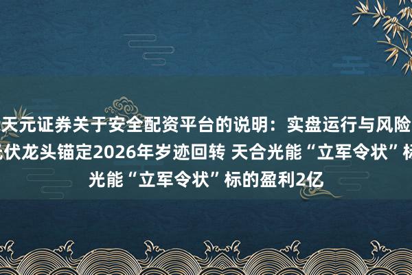 天元证券关于安全配资平台的说明：实盘运行与风险认知 多家光伏龙头锚定2026年岁迹回转 天合光能“立军令状”标的盈利2亿